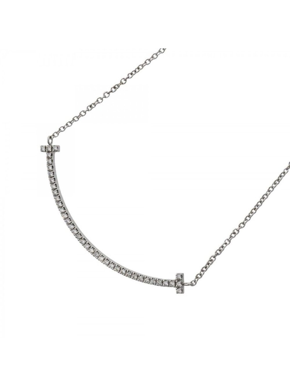 Tiffany & Co Necklace T Smile Small 18k White Gold Diamond